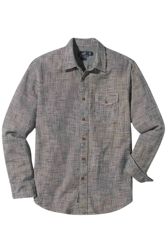 LINEAR SLUB TWILL SHIRT Moss Gray sold by REVOLVR Menswear