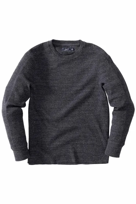 NEW SPENCER WAFFLE CREW Charcoal sold by REVOLVR Menswear