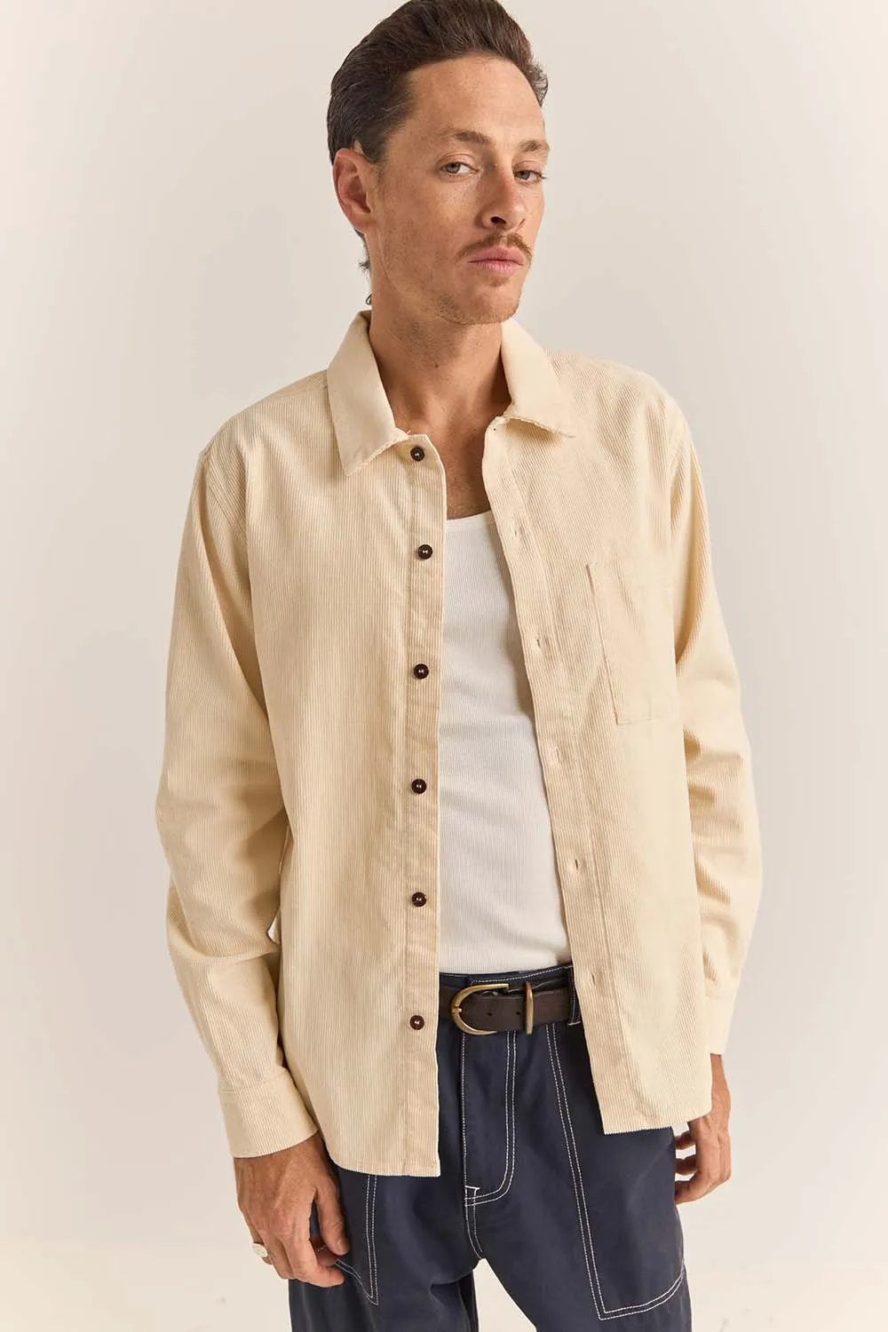 CORDUROY LS SHIRT Natural sold by REVOLVR Menswear product image thumbnail 2
