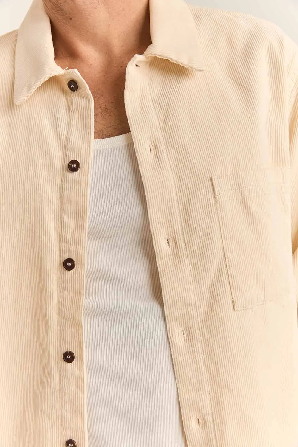 CORDUROY LS SHIRT Natural sold by REVOLVR Menswear product image thumbnail 3