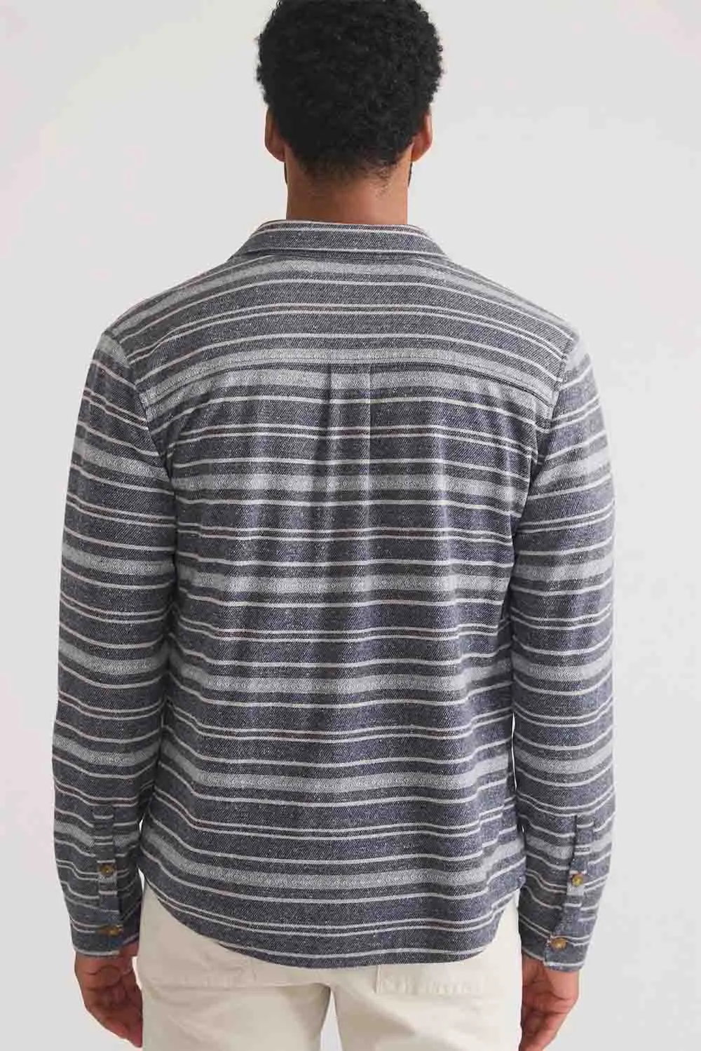 PACIFICA STRETCH SHIRT Navy/Grey Baja Stripe sold by REVOLVR Menswear product image thumbnail 4