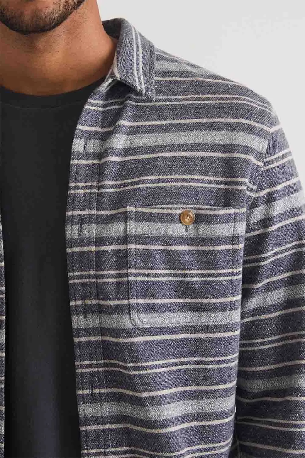 PACIFICA STRETCH SHIRT Navy/Grey Baja Stripe sold by REVOLVR Menswear product image thumbnail 5