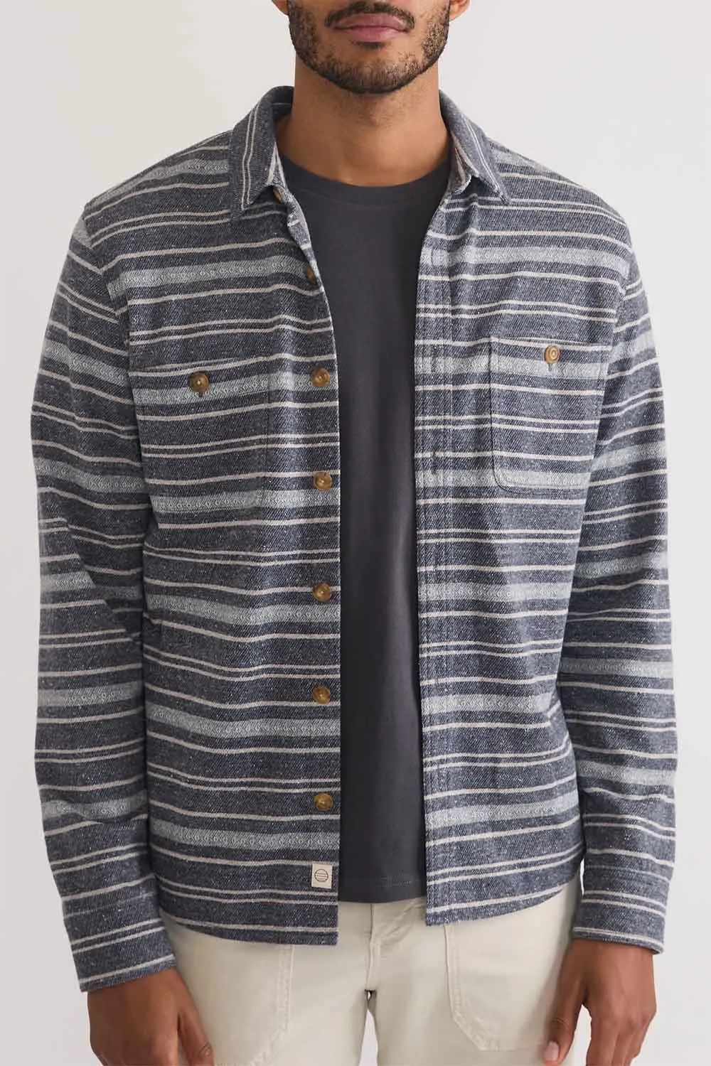 PACIFICA STRETCH SHIRT Navy/Grey Baja Stripe sold by REVOLVR Menswear product image thumbnail 2