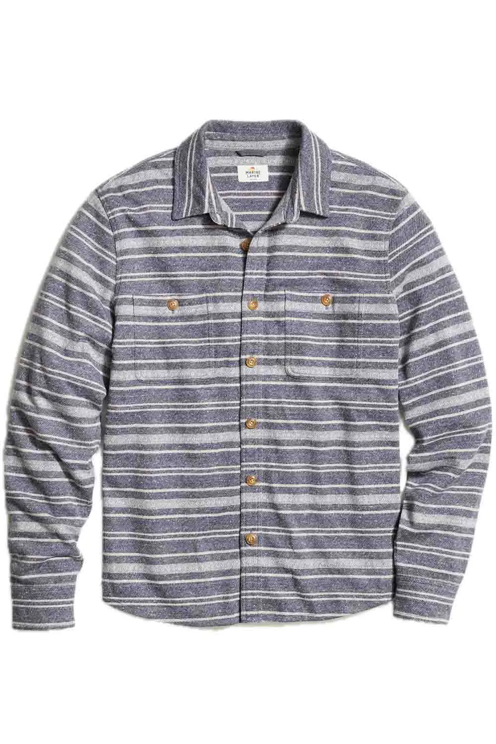PACIFICA STRETCH SHIRT Navy/Grey Baja Stripe sold by REVOLVR Menswear