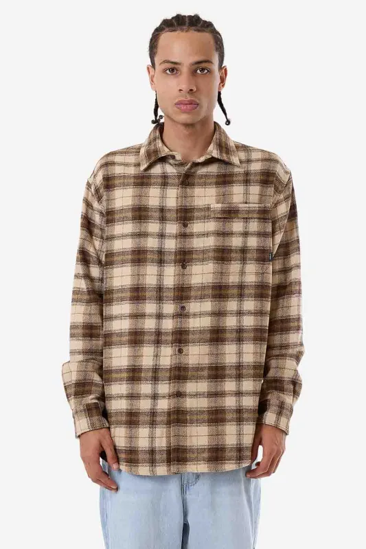 BARRIO LS FLANNEL SHIRT Wren sold by REVOLVR Menswear
