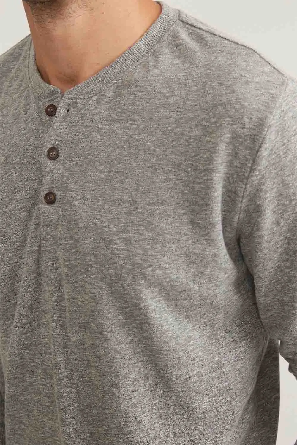 DOUBLE KNIT HENLEY Heather Grey sold by REVOLVR Menswear product image thumbnail 5