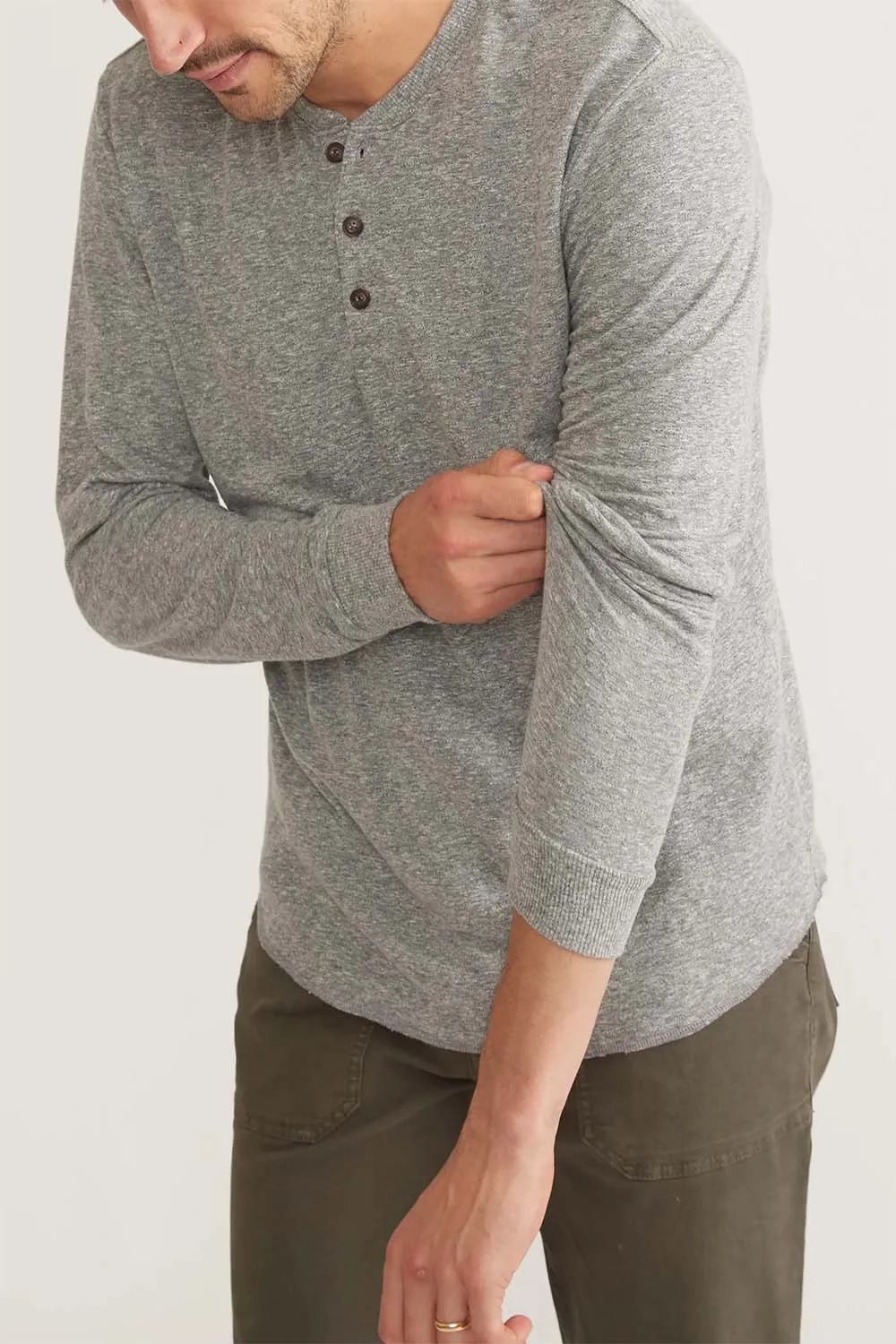 DOUBLE KNIT HENLEY Heather Grey sold by REVOLVR Menswear product image thumbnail 3