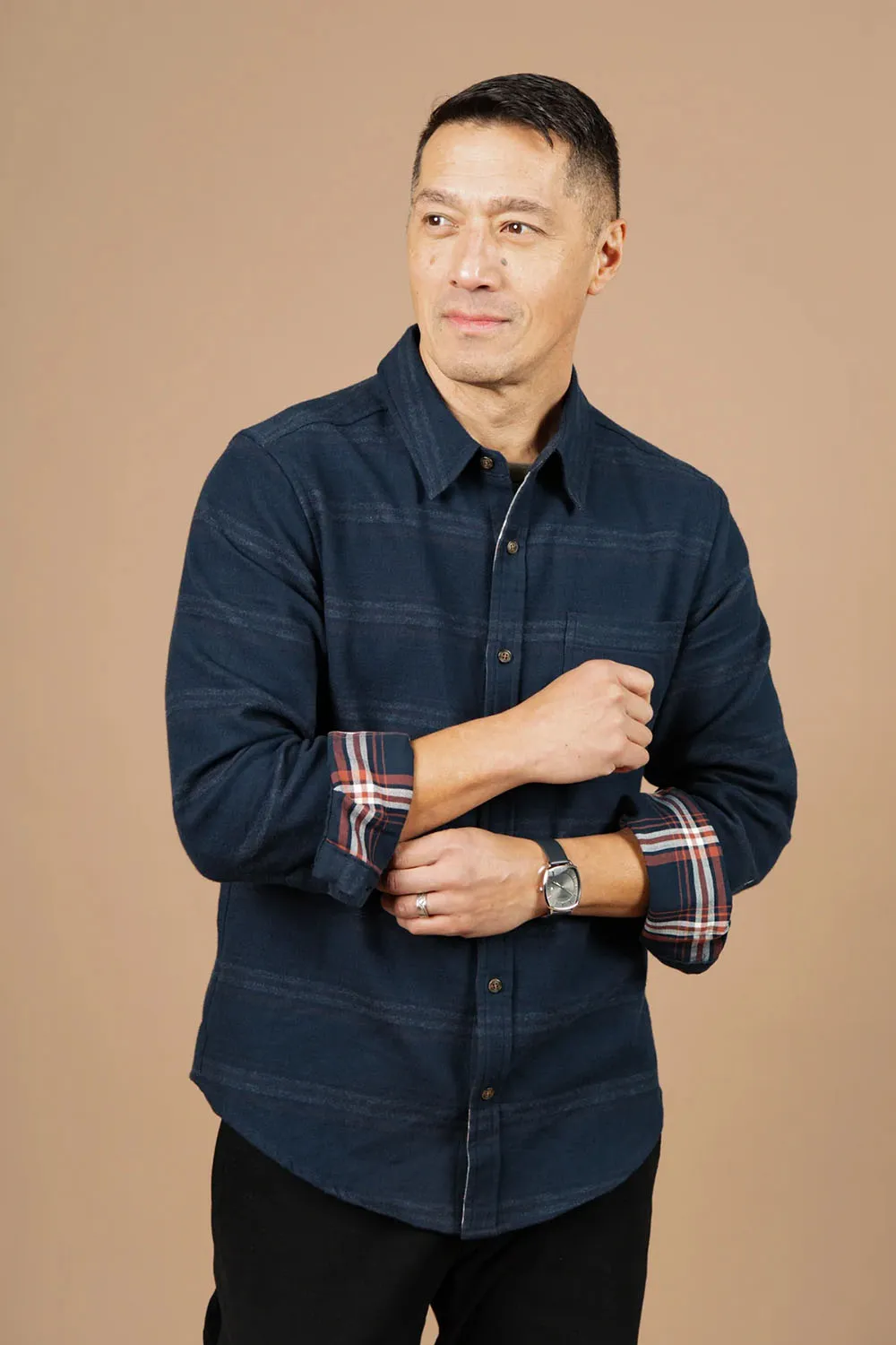 LARSON SHIRT Navy Blanket Stripe sold by REVOLVR Menswear product image thumbnail 2