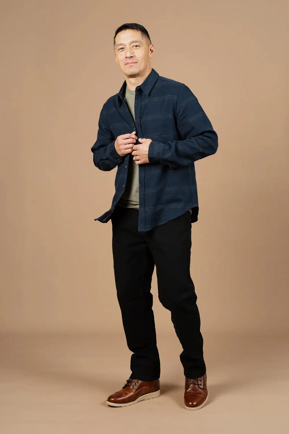 LARSON SHIRT Navy Blanket Stripe sold by REVOLVR Menswear product image thumbnail 4