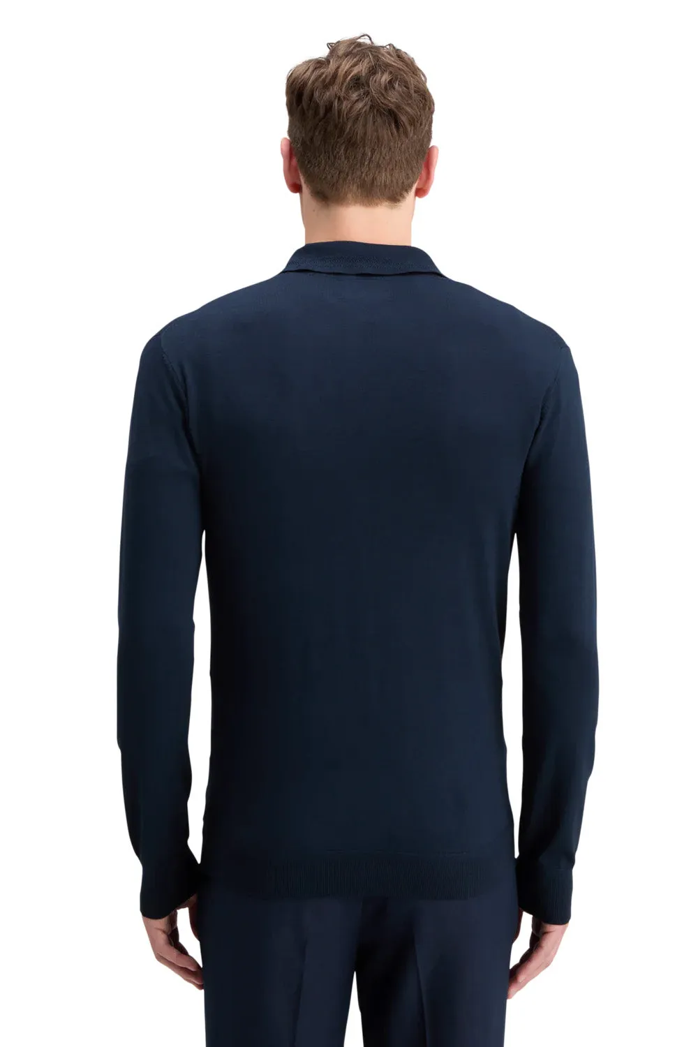 KNITTED POLO LONG SLEEVE Night sold by REVOLVR Menswear product image thumbnail 3