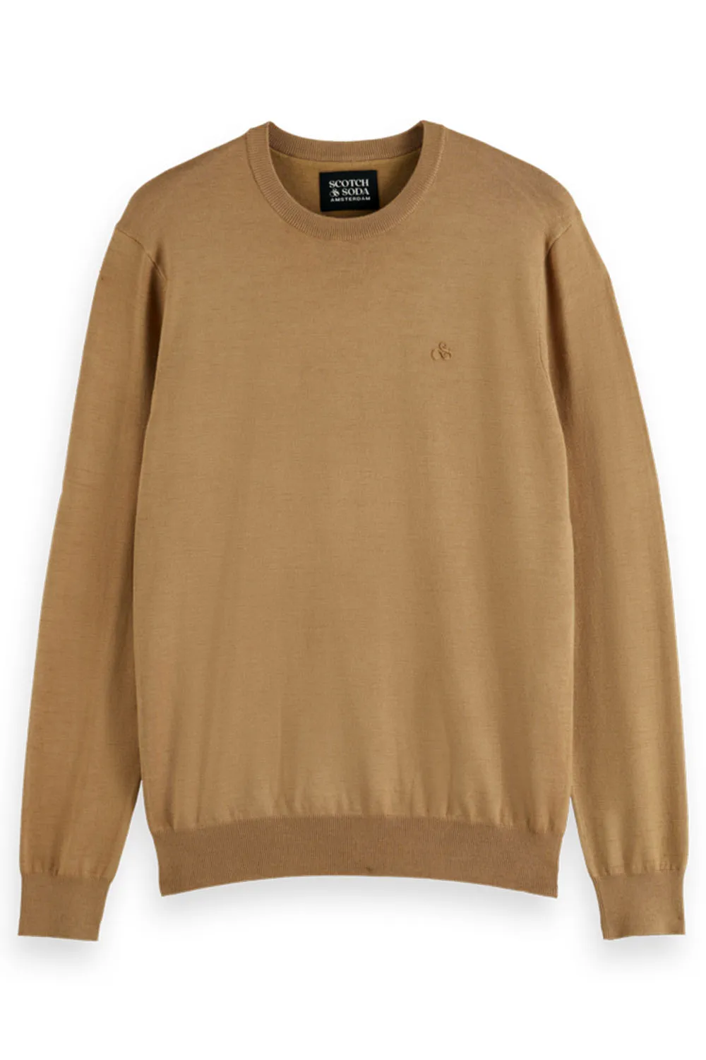 VISCOSE PULLOVER CREWNECK Light Camel sold by REVOLVR Menswear