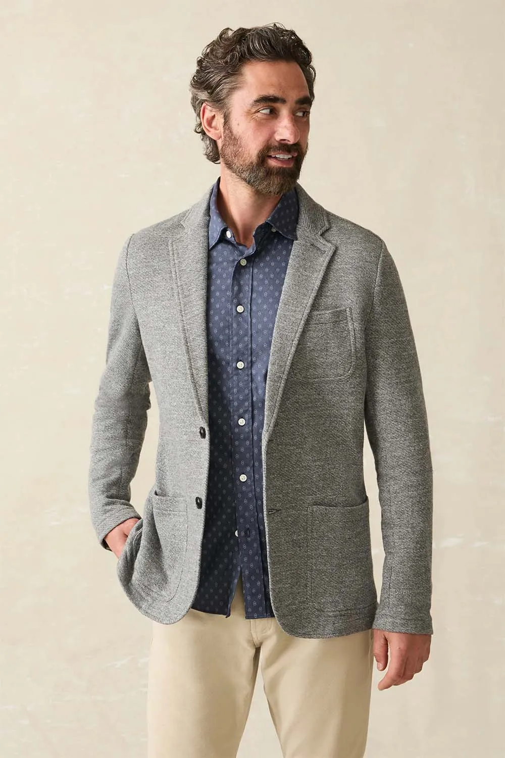 INLET KNIT BLAZER Medium Grey Melange sold by REVOLVR Menswear product image thumbnail 2