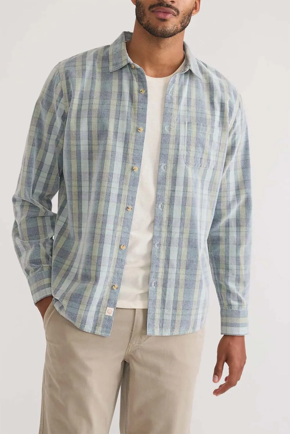 LW PLAID CORDUROY SHIRT Blue/Green Plaid sold by REVOLVR Menswear product image thumbnail 3