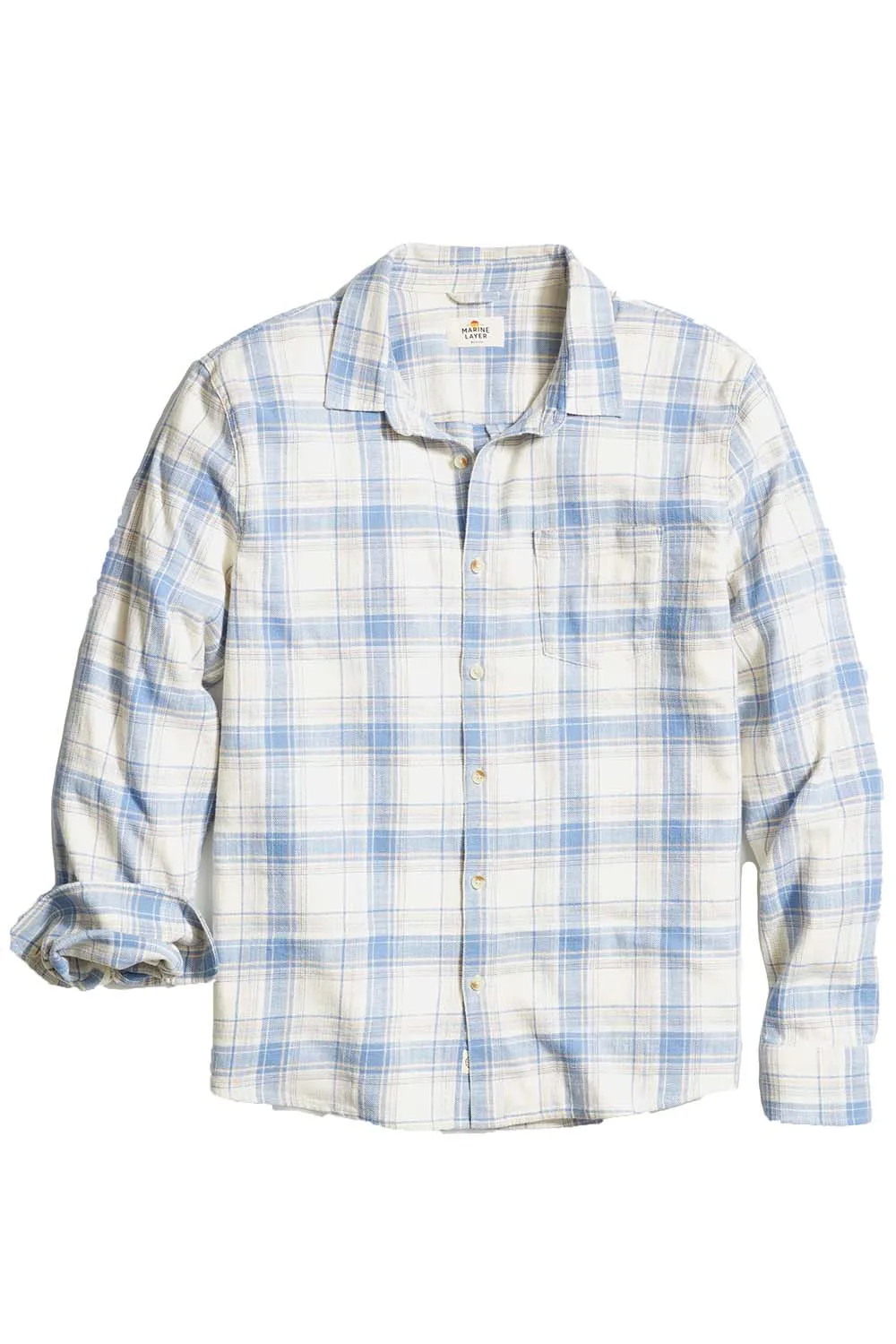 STRETCH SELVAGE SHIRT Indigo/Cream Plaid sold by REVOLVR Menswear