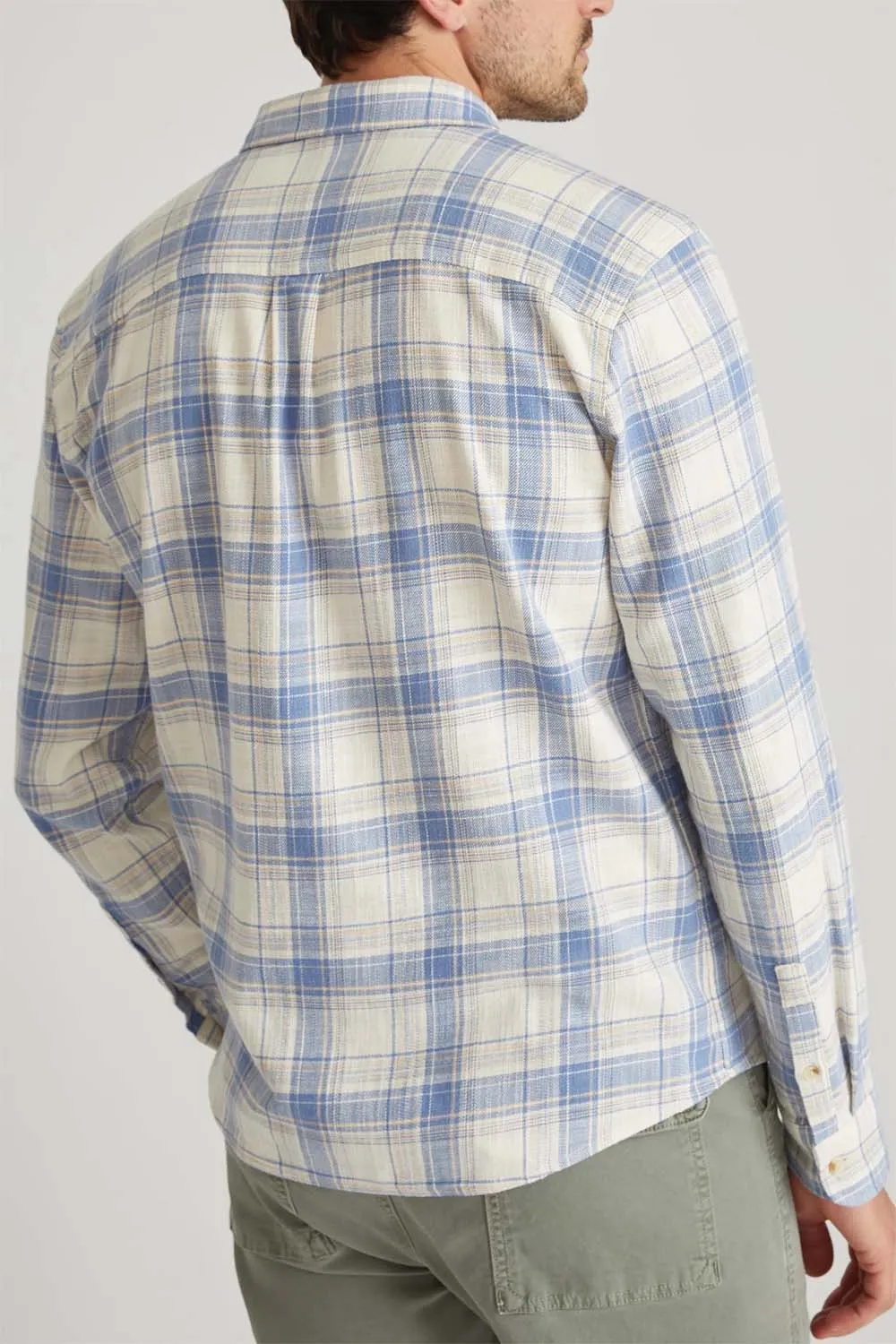 STRETCH SELVAGE SHIRT Indigo/Cream Plaid sold by REVOLVR Menswear product image thumbnail 4