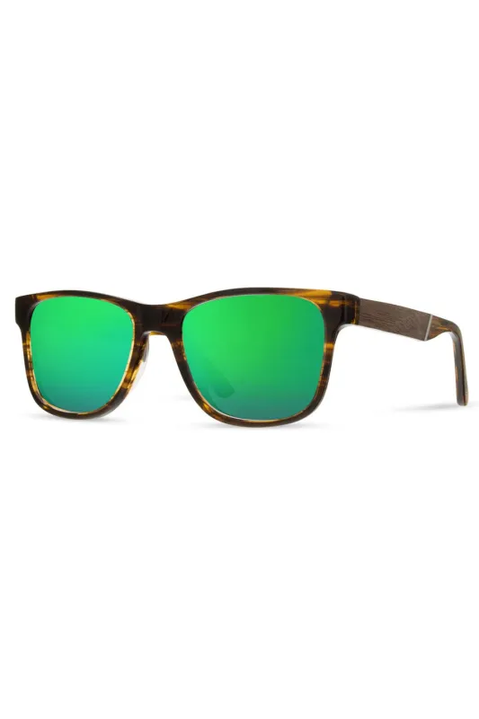 TRAIL - TORTOISE/WALNUT/HD+ GREEN FLASH POLAR made by REVOLVR Menswear