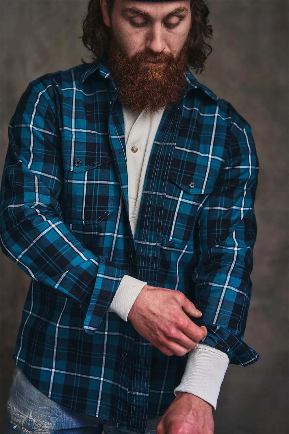 LW ALASKAN GUIDE SHIRT Petrol/Black/White Plaid sold by REVOLVR Menswear product image thumbnail 2