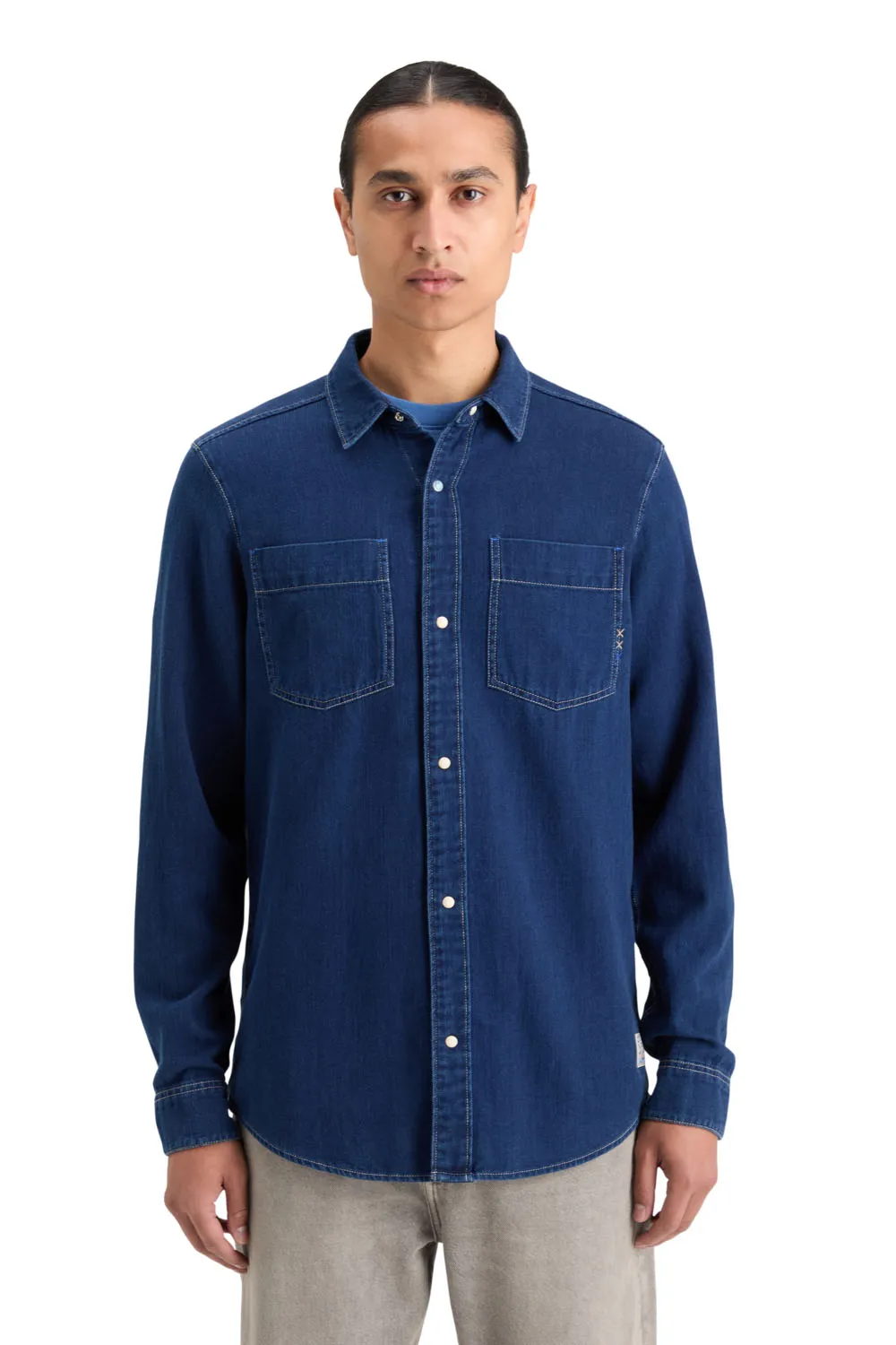 PREMIUM TWILL WASHED SHIRT Indigo sold by REVOLVR Menswear product image thumbnail 2