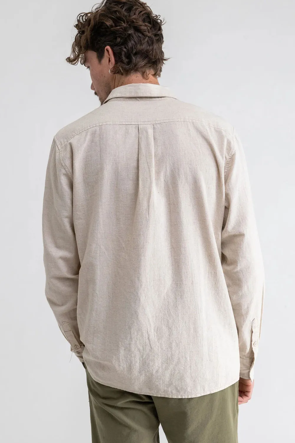 CLASSIC LINEN LS SHIRT Sand sold by REVOLVR Menswear product image thumbnail 3