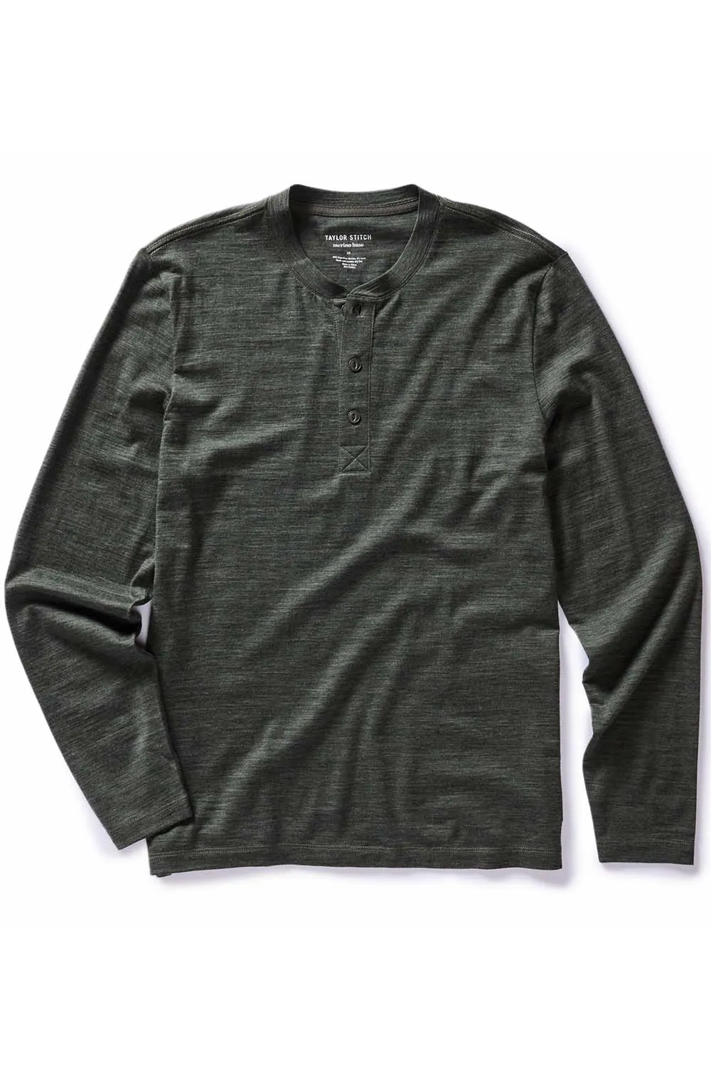 THE MERINO HENLEY Heather Army sold by REVOLVR Menswear