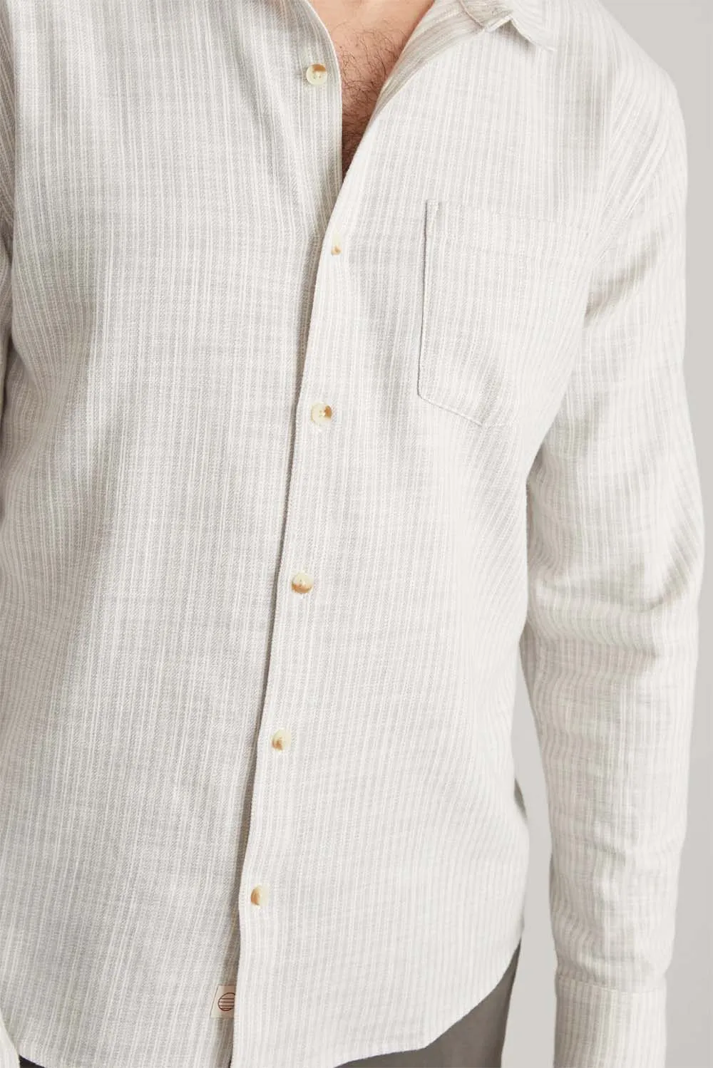 STRETCH SELVAGE SHIRT Grey Vertical Stripe sold by REVOLVR Menswear product image thumbnail 5