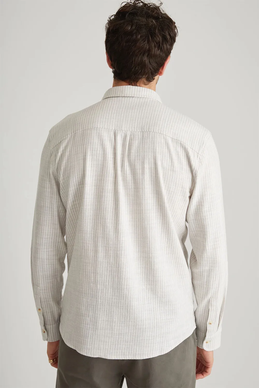 STRETCH SELVAGE SHIRT Grey Vertical Stripe sold by REVOLVR Menswear product image thumbnail 4