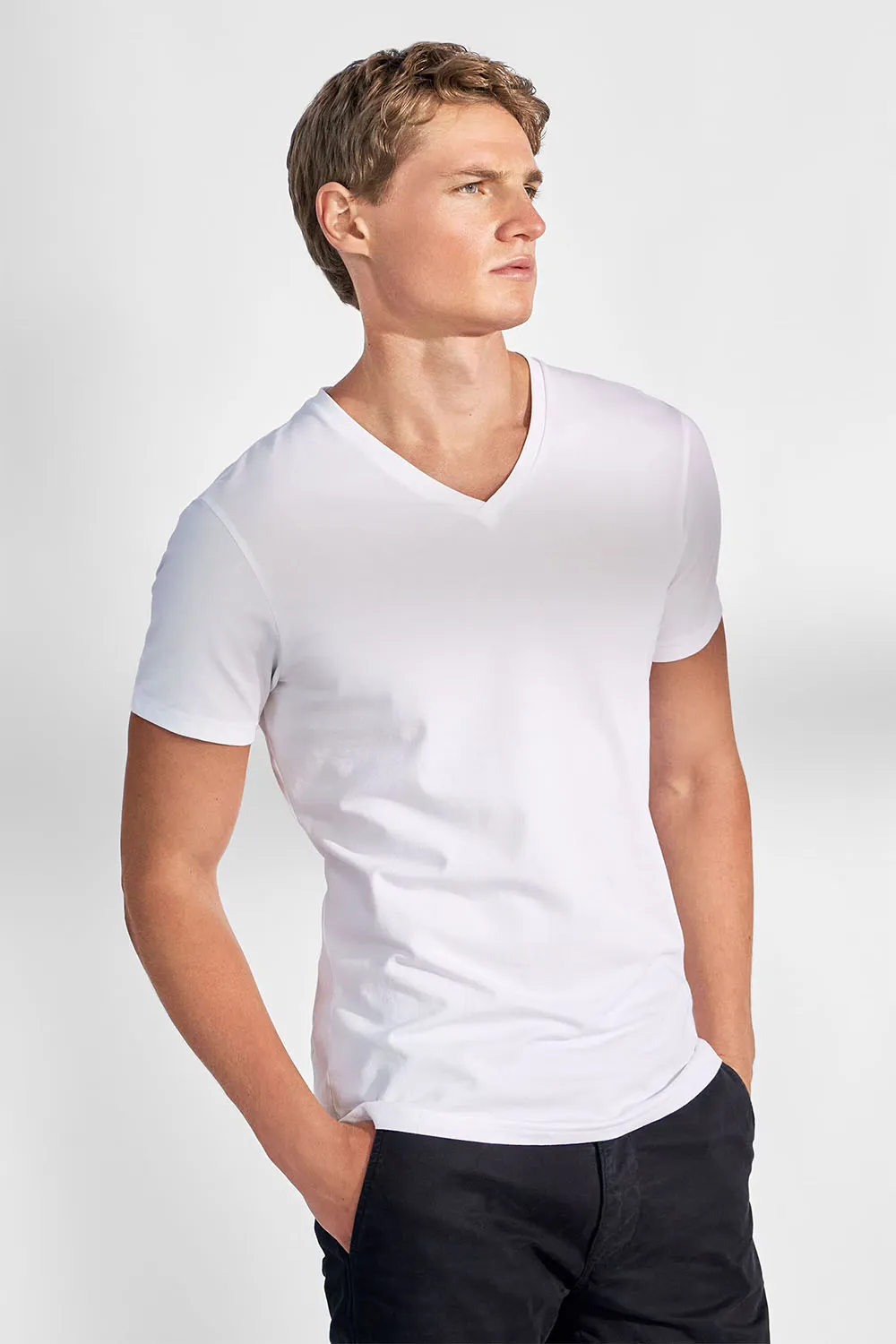 BASIC V-NECK White sold by REVOLVR Menswear product image thumbnail 2