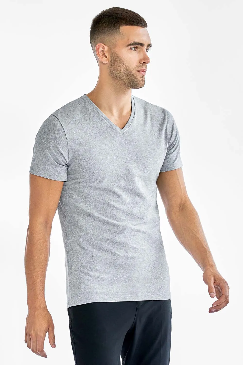 BASIC V-NECK Grey sold by REVOLVR Menswear product image thumbnail 3