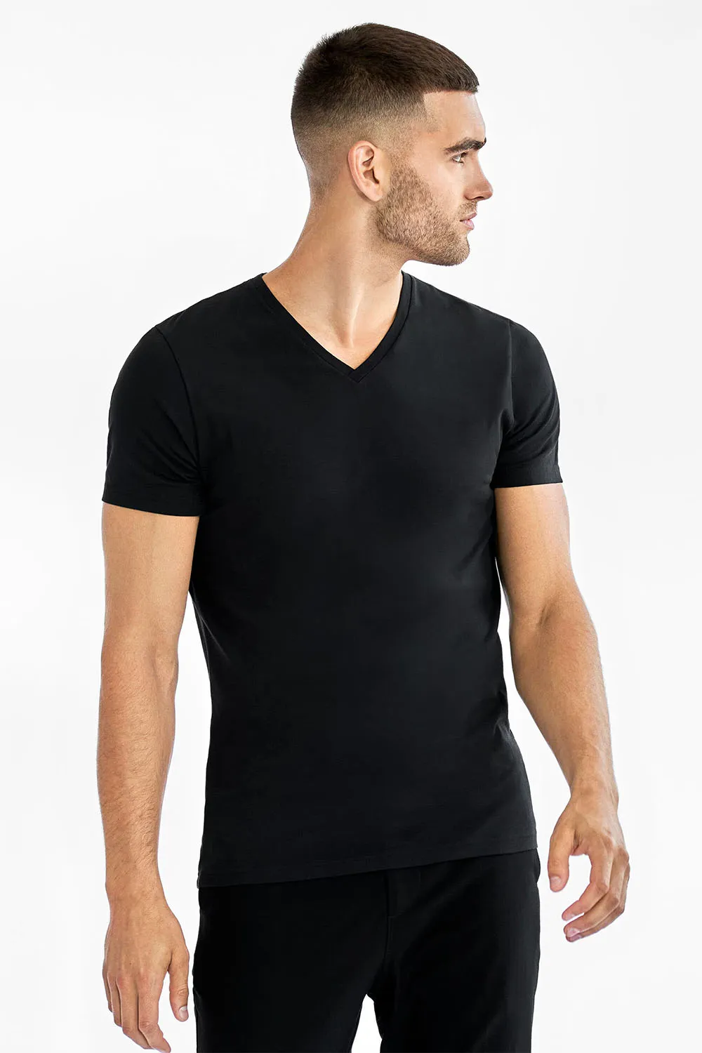 BASIC V-NECK Black sold by REVOLVR Menswear