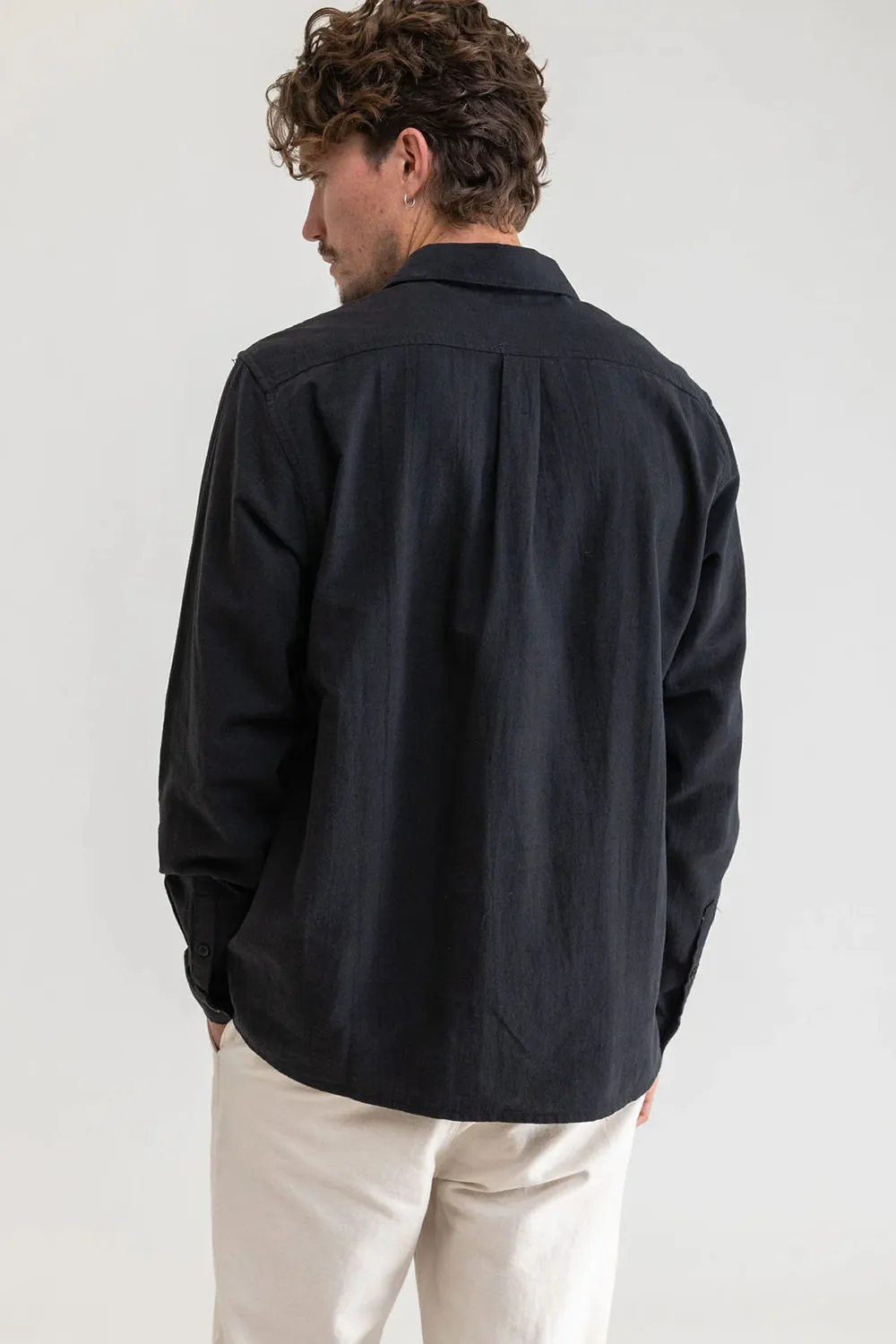 CLASSIC LINEN LS SHIRT Vintage Black sold by REVOLVR Menswear product image thumbnail 3