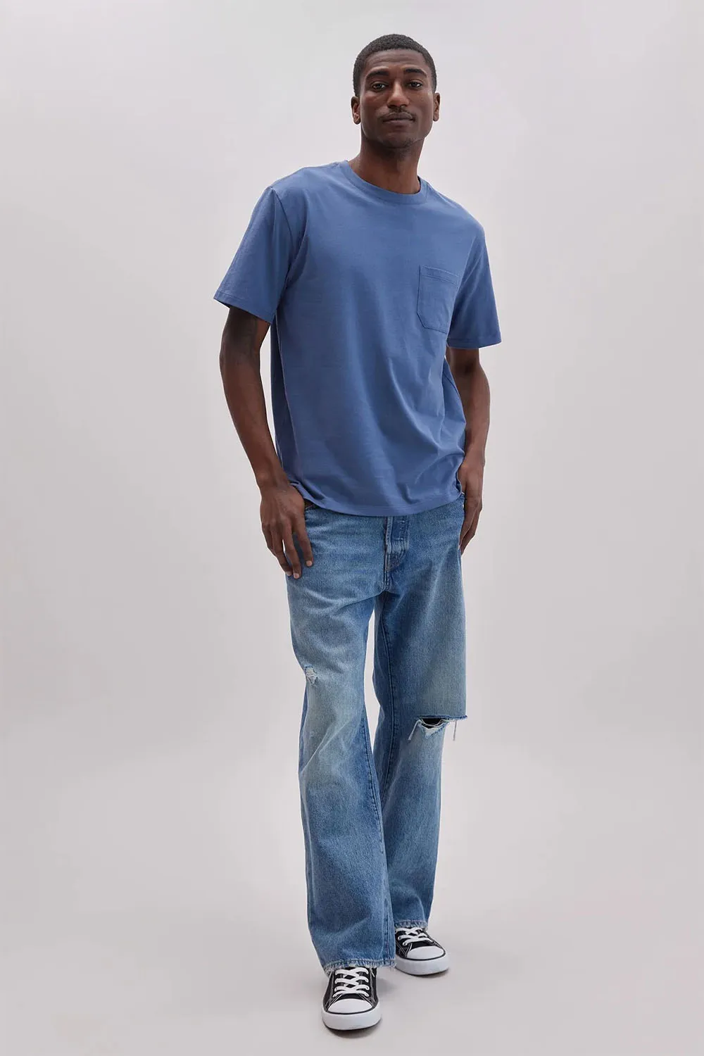 PIMA POCKET TEE Vintage Indigo sold by REVOLVR Menswear