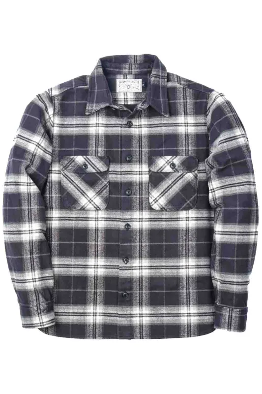 BENSON PLAID LS Midnight Navy Plaid made by Freenote Cloth
