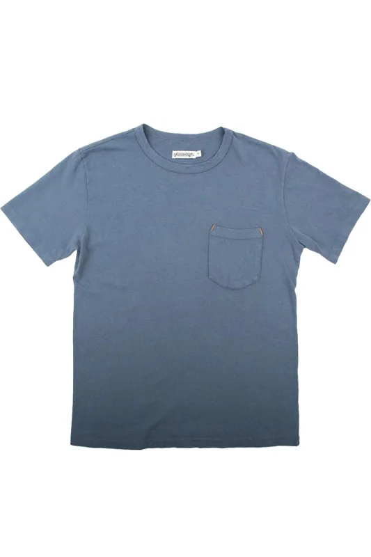 9oz. POCKET T-SHIRT Faded Blue sold by REVOLVR Menswear
