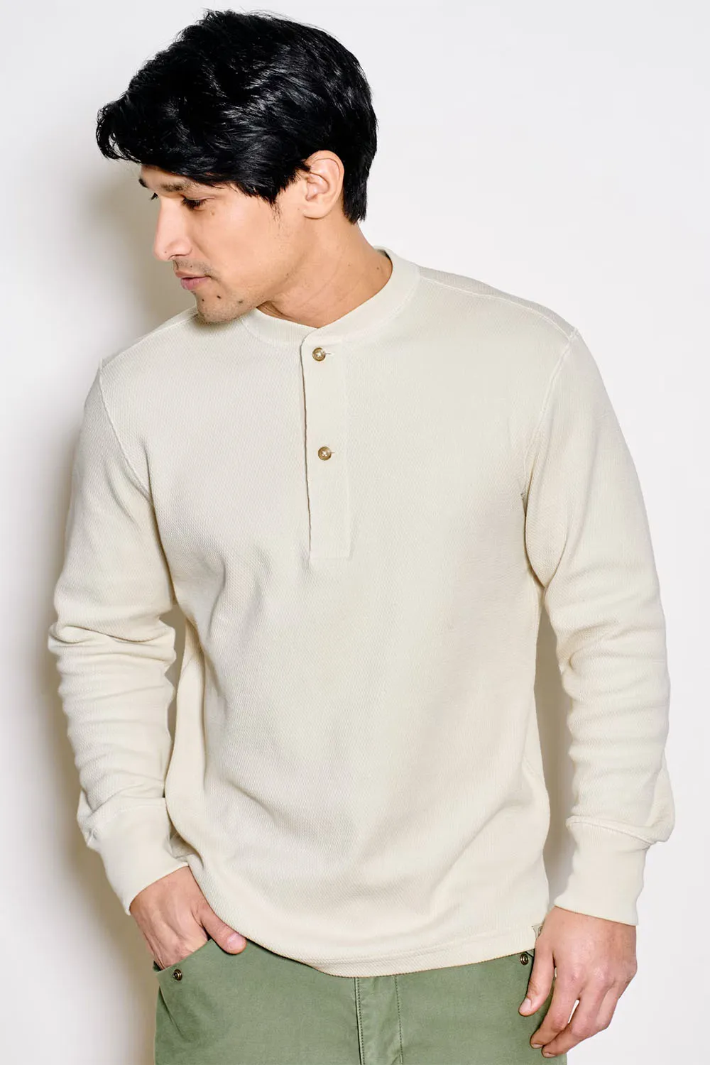 WAFFLE KNIT HENLEY Sand sold by REVOLVR Menswear product image thumbnail 3