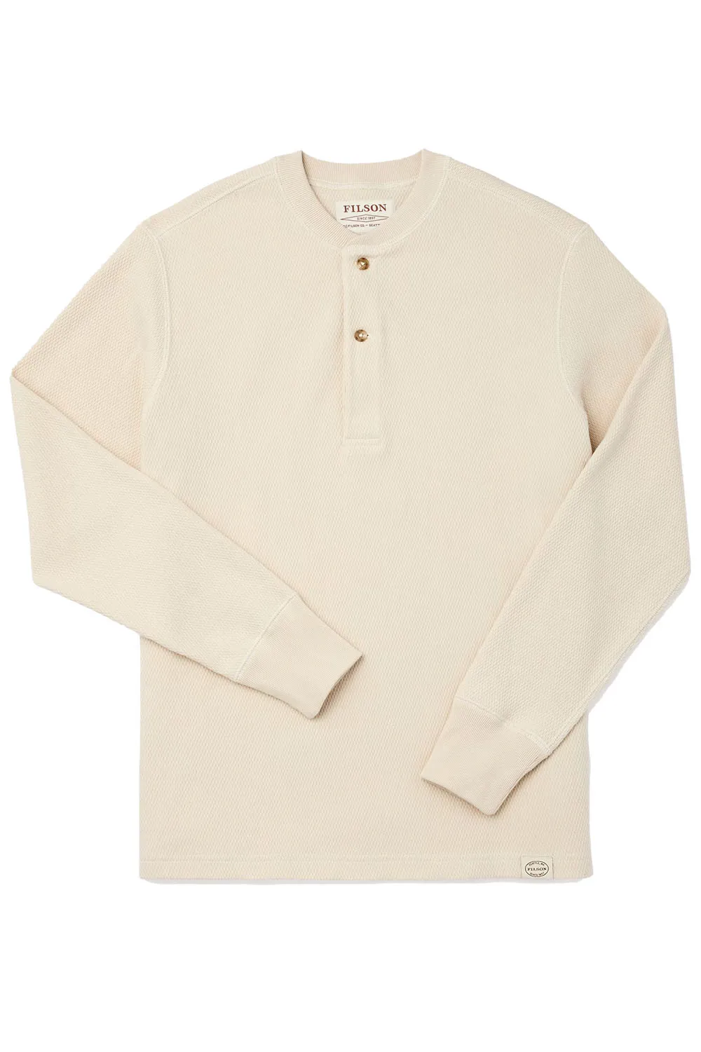 WAFFLE KNIT HENLEY Sand sold by REVOLVR Menswear