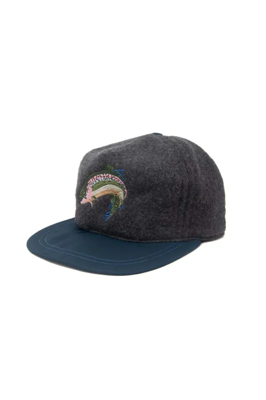 TROUT FLEECE STRAPBACK Wool/Navy sold by REVOLVR Menswear