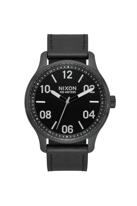 PATROL LEATHER WATCH - BLACK/SILVER/BLACK sold by REVOLVR Menswear
