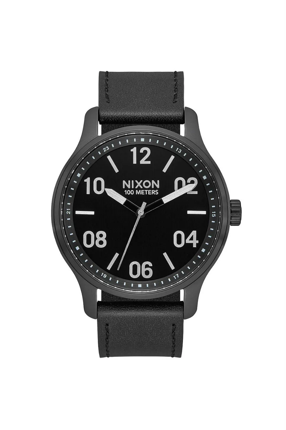 PATROL LEATHER WATCH - BLACK/SILVER/BLACK sold by REVOLVR Menswear