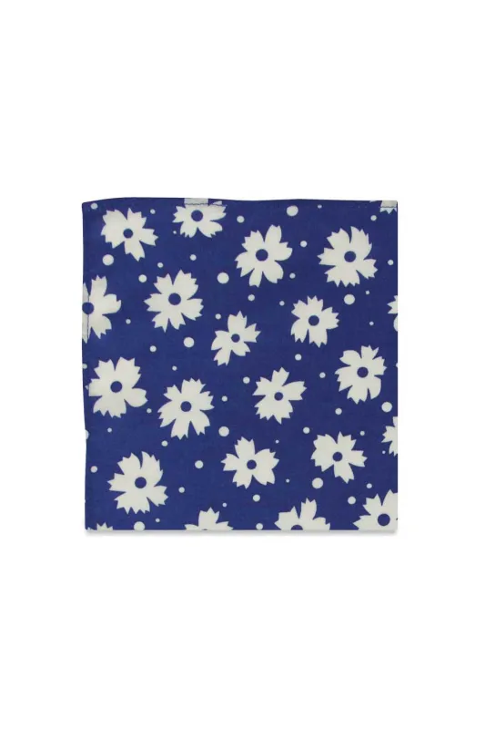 JARVIS FLORAL POCKET SQUARE Blue sold by REVOLVR Menswear
