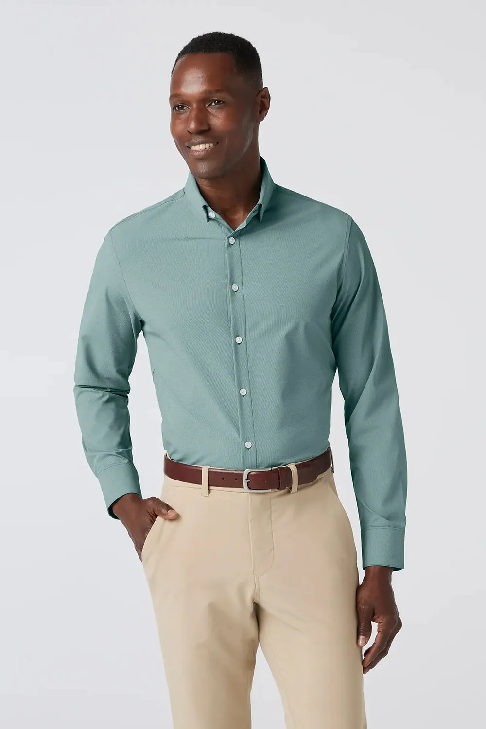 LEEWARD LS Hunter Green Straton Check sold by REVOLVR Menswear