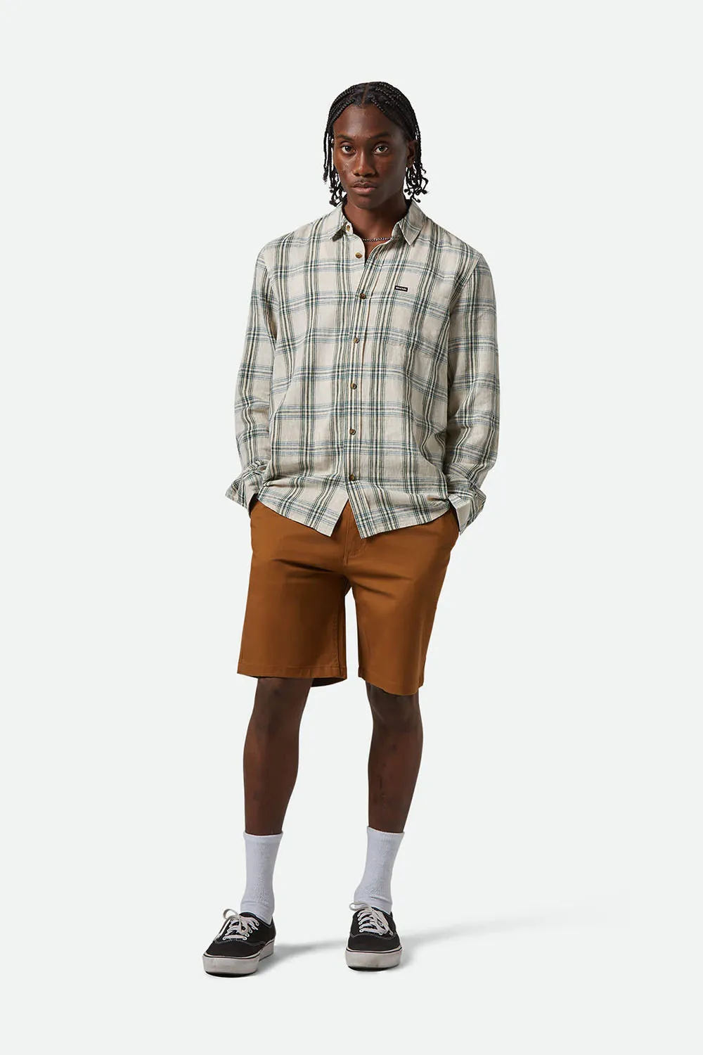 CHARTER LINEN BLEND LS Off White/Ivy Green Plaid sold by REVOLVR Menswear product image thumbnail 4