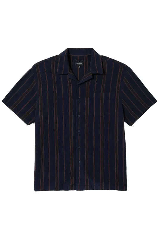BUNKER WAFFLE STRIPE SS Washed Navy Stripe sold by REVOLVR Menswear