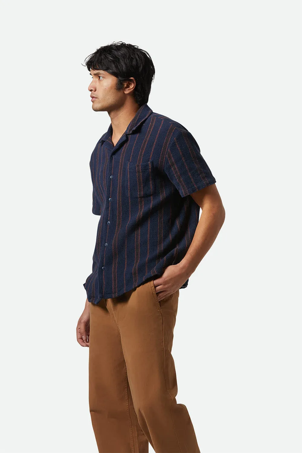 BUNKER WAFFLE STRIPE SS Washed Navy Stripe sold by REVOLVR Menswear product image thumbnail 3