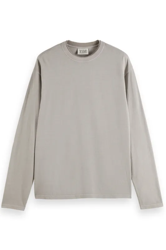 3 CROSSES GARMENT-DYED LS TEE Highway Grey made by Scotch & Soda