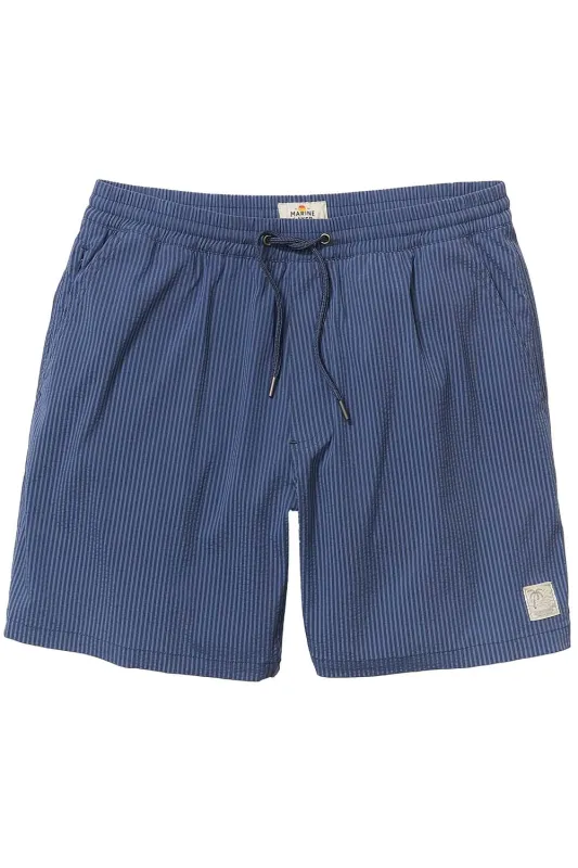 6" STRETCH SWIM TRUNK Navy/Blue Stripe sold by REVOLVR Menswear