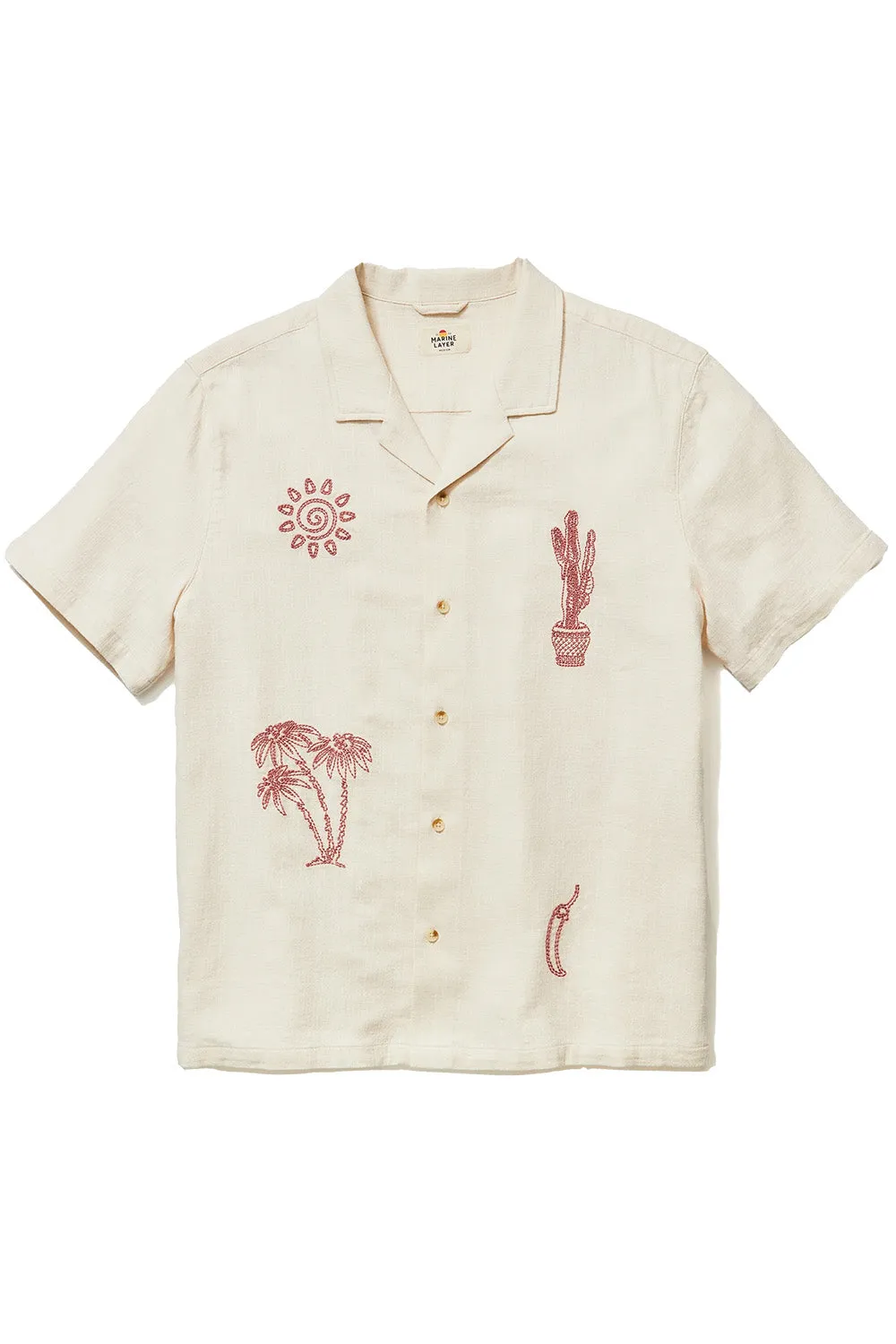 EMBROIDERED RESORT SHIRT Natural sold by REVOLVR Menswear