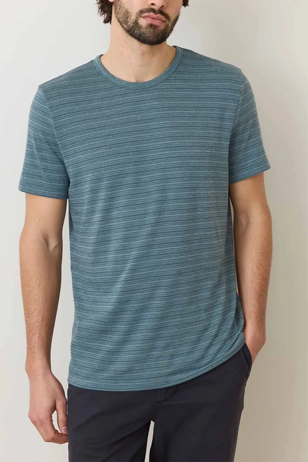 SIGNATURE CREW STRIPE TEE Blue Spruce Multi sold by REVOLVR Menswear product image thumbnail 2