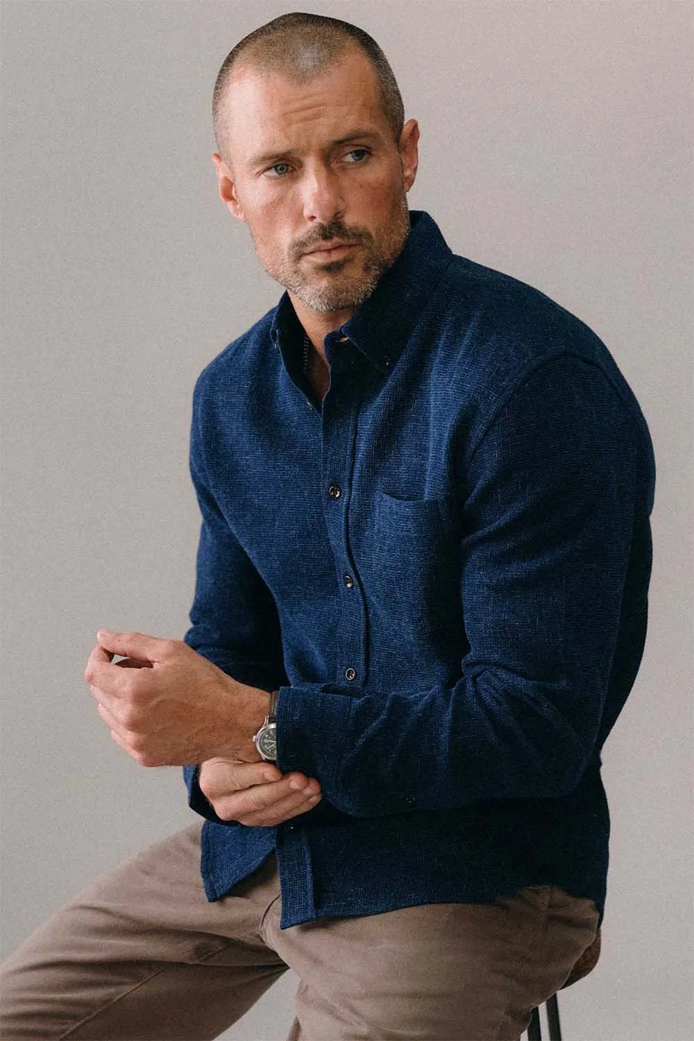 THE JACK Washed Indigo Waffle sold by REVOLVR Menswear product image thumbnail 2