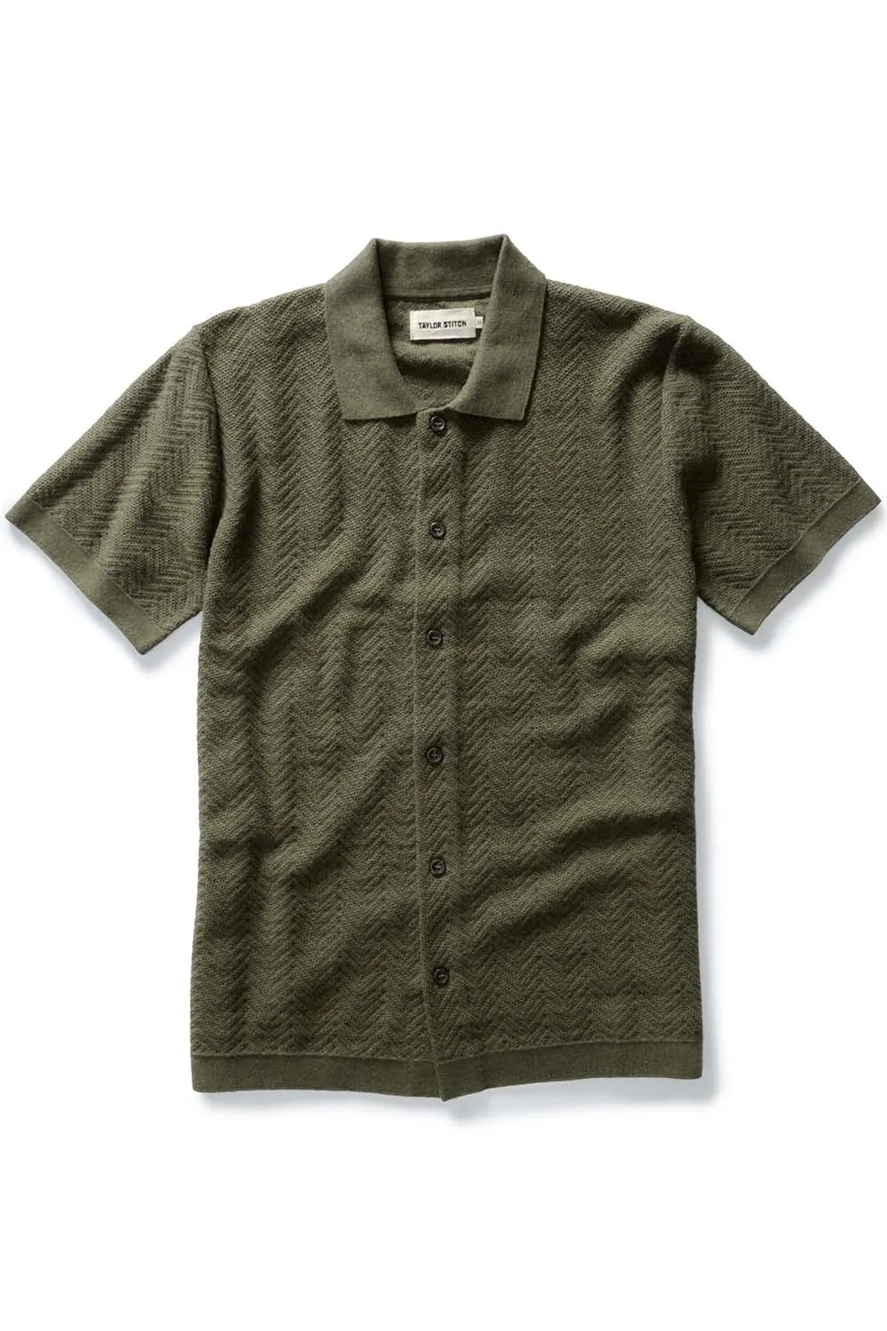 THE BUTTON DOWN POLO Cilantro Herringbone sold by REVOLVR Menswear