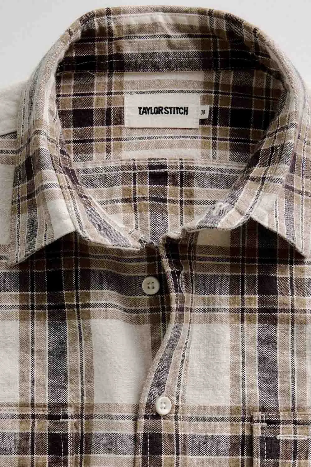 THE CRAFTSMAN SHIRT Bark Plaid Linen sold by REVOLVR Menswear product image thumbnail 3